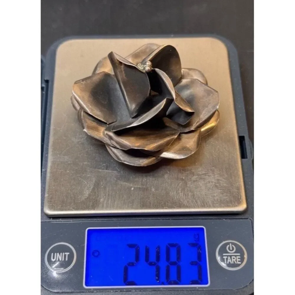 Vintage 3D Sterling Silver Rose Petals Bud Pin Brooch Taxco Mexico 24.85 g